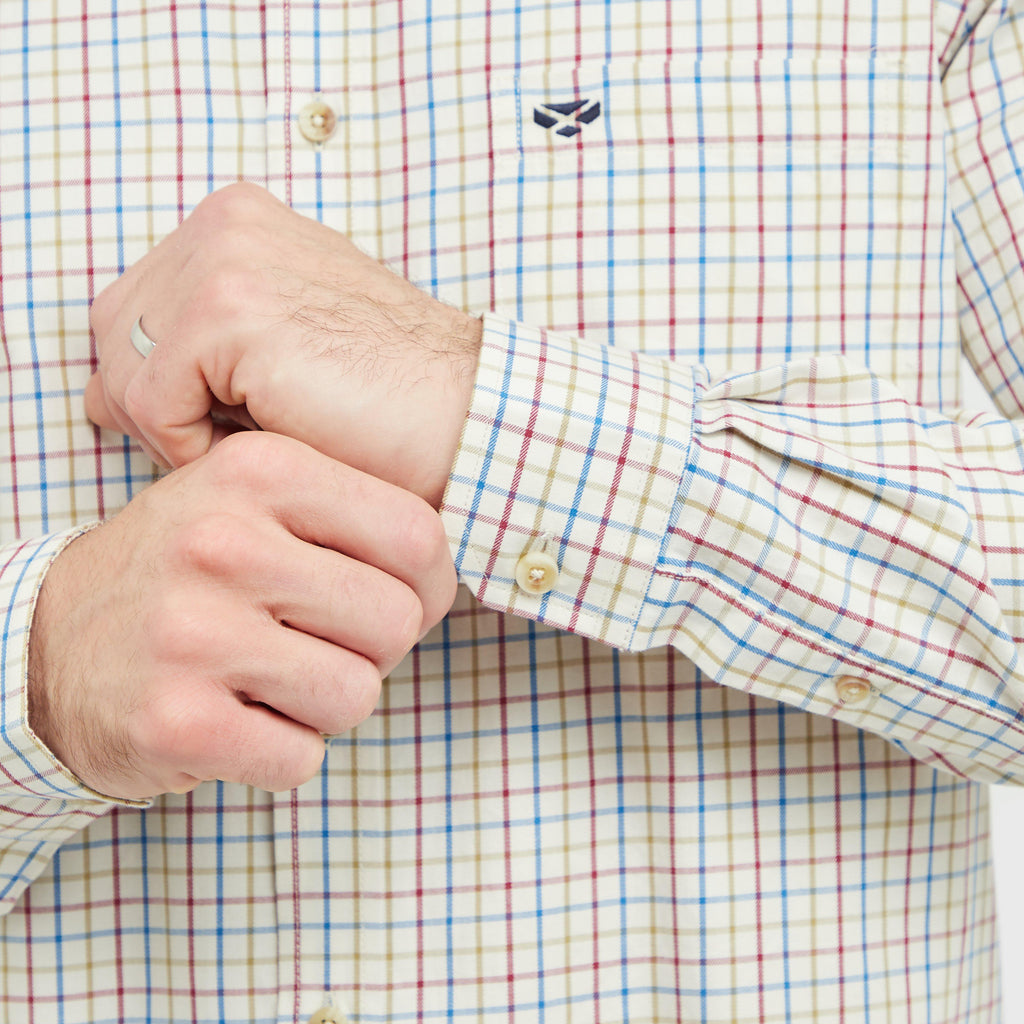 Mens Inverness Cotton Tattersall Shirt White/Blue/Green