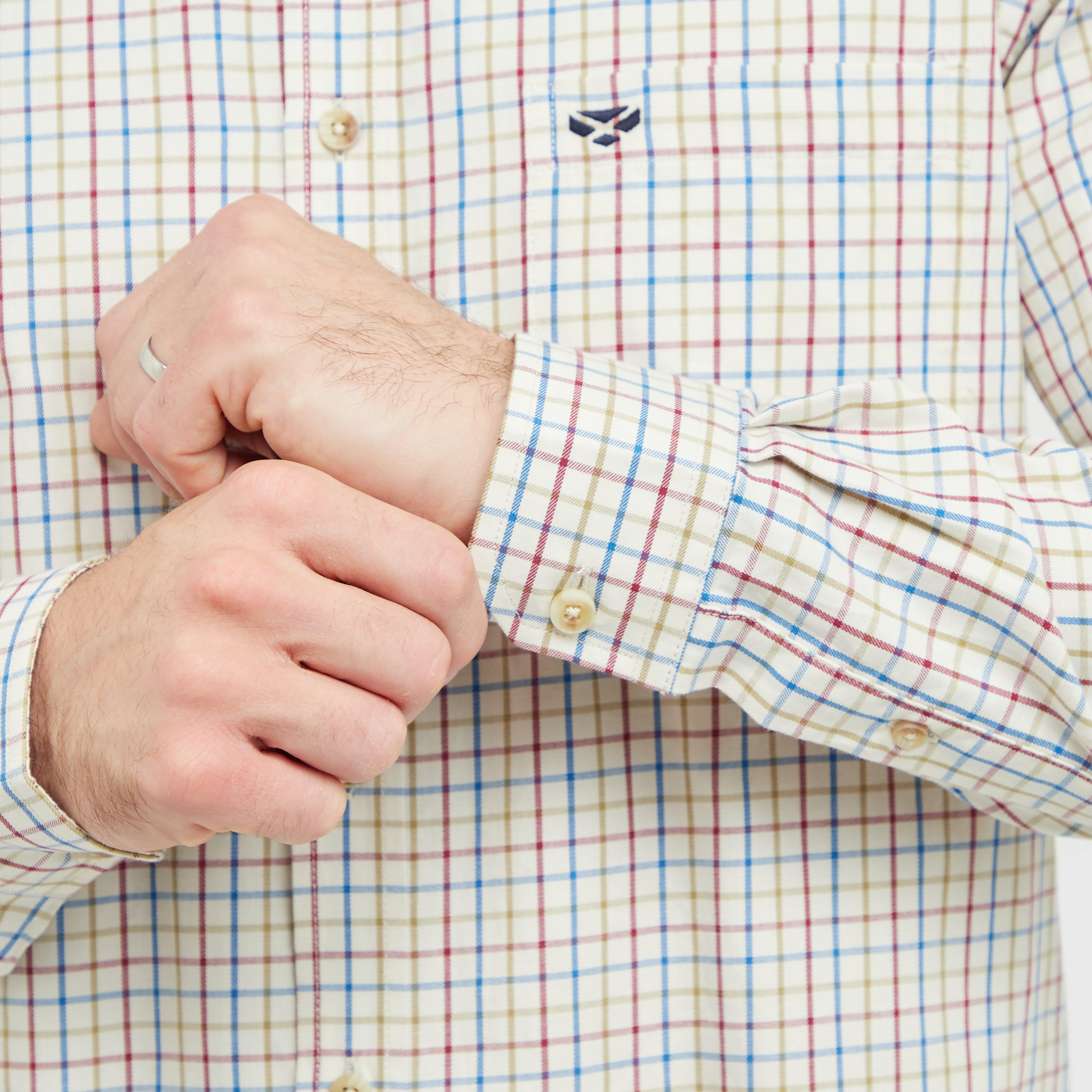 Mens Inverness Cotton Tattersall Shirt White/Blue/Green