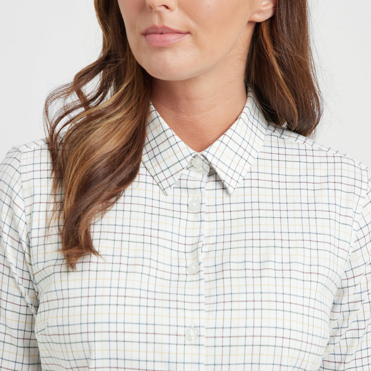 Womens Callie Twill Shirt White/Green/Yellow/Red