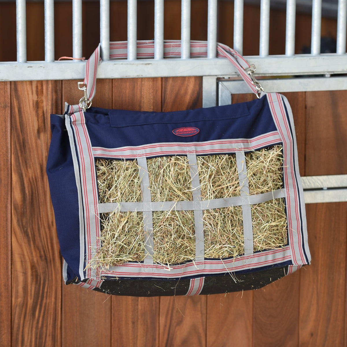 Slow Feeder Hay Bag Navy/Silver/Red