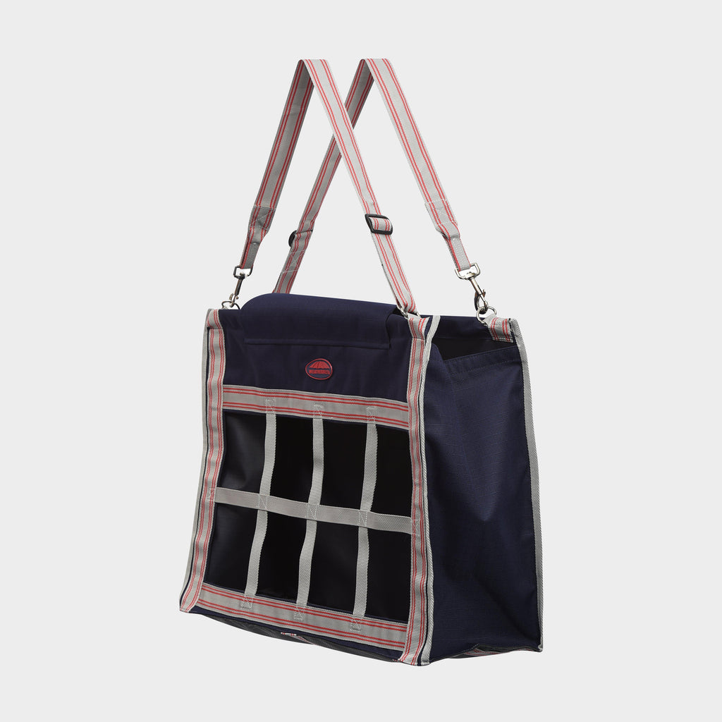 Slow Feeder Hay Bag Navy/Silver/Red