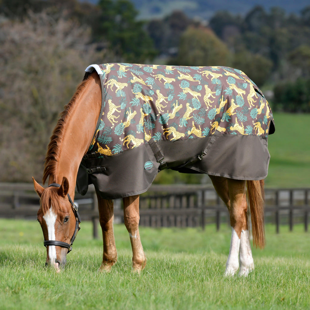 ComFiTec Tyro Standard Neck Medium Weight 200g Turnout Rug Jungle Print