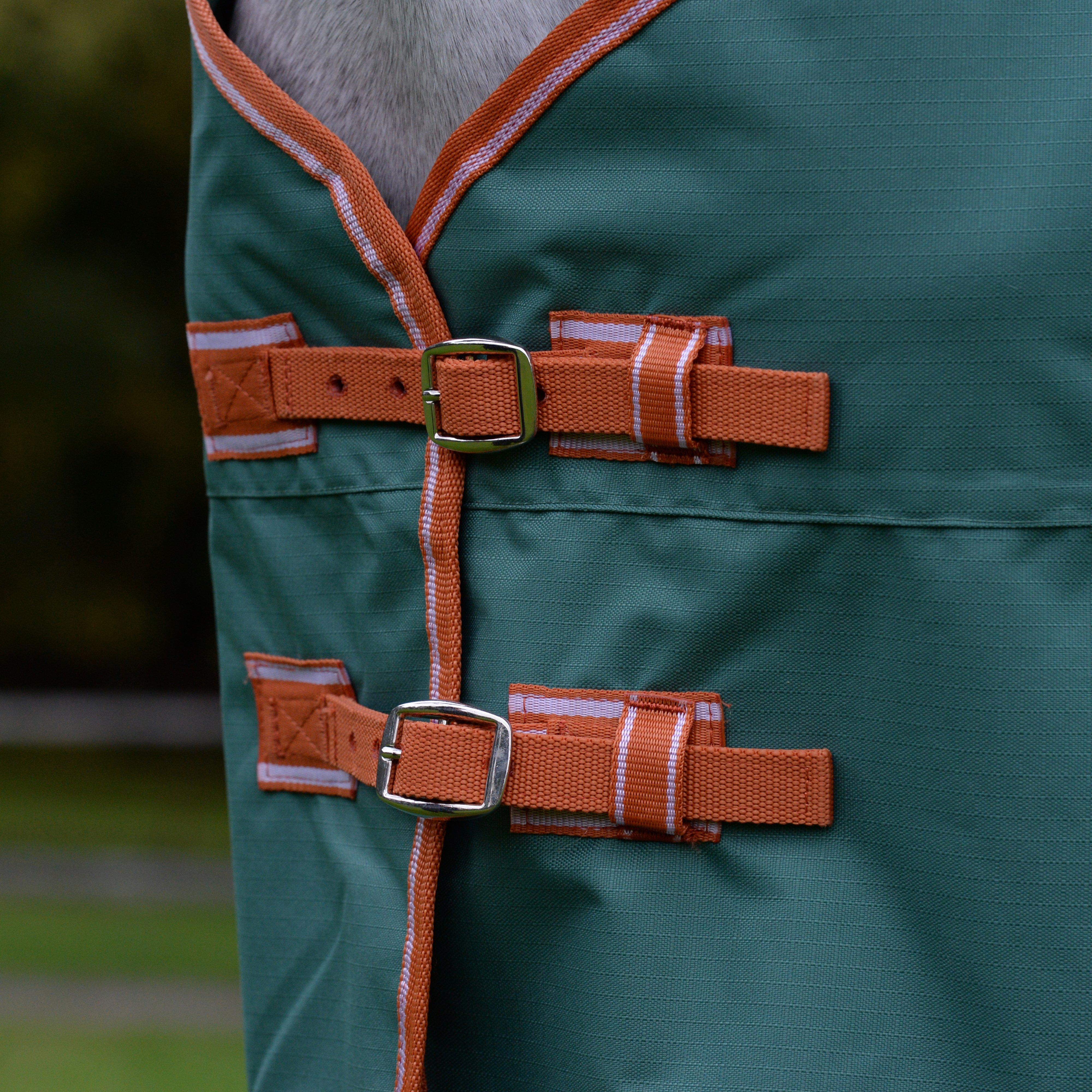 ComFiTec Tyro Combo Neck 200g Mediumweight Turnout Rug Green/Burnt Orange/White