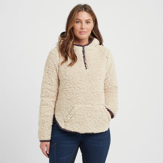 Womens Talia Teddy Pullover Beige/Perfect Plum