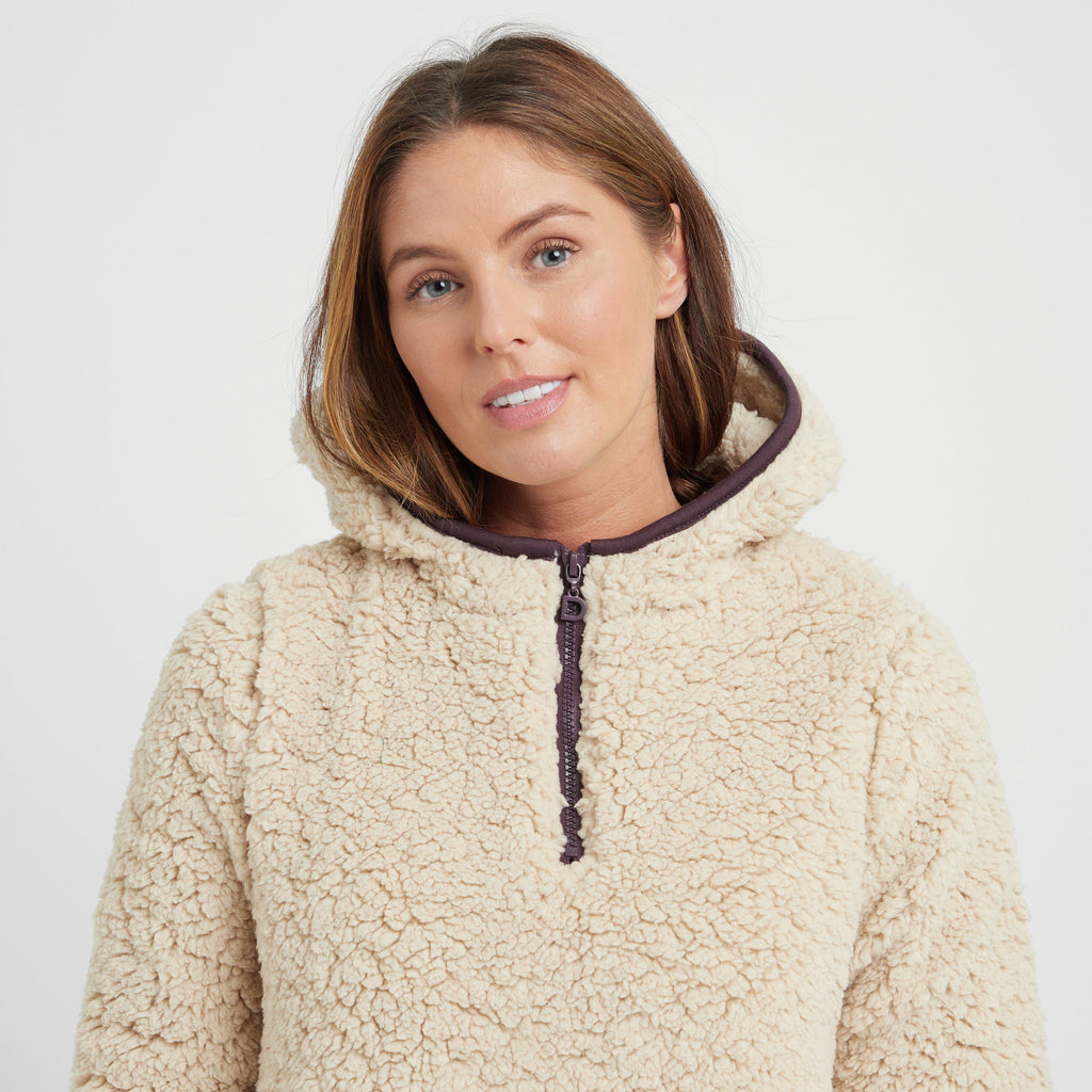 Womens Talia Teddy Pullover Beige/Perfect Plum