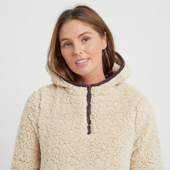 Womens Talia Teddy Pullover Beige/Perfect Plum