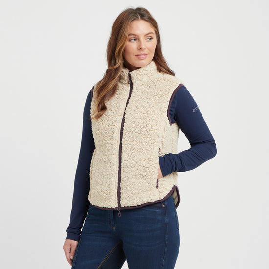 Womens Thea Teddy Vest Beige/Perfect Plum