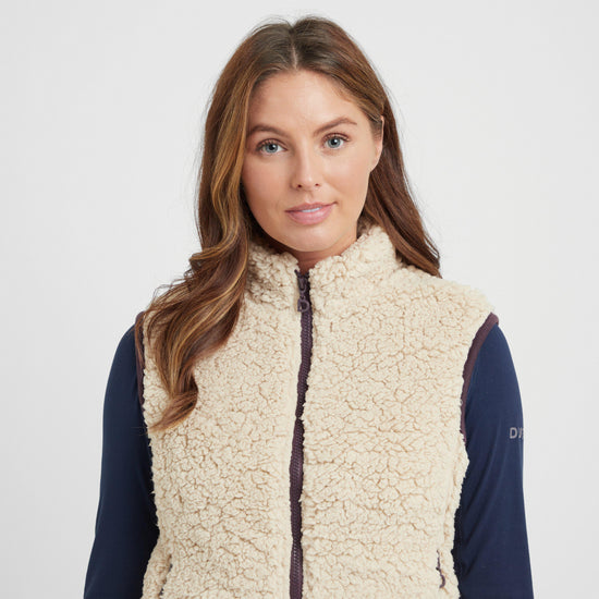 Womens Thea Teddy Vest Beige/Perfect Plum