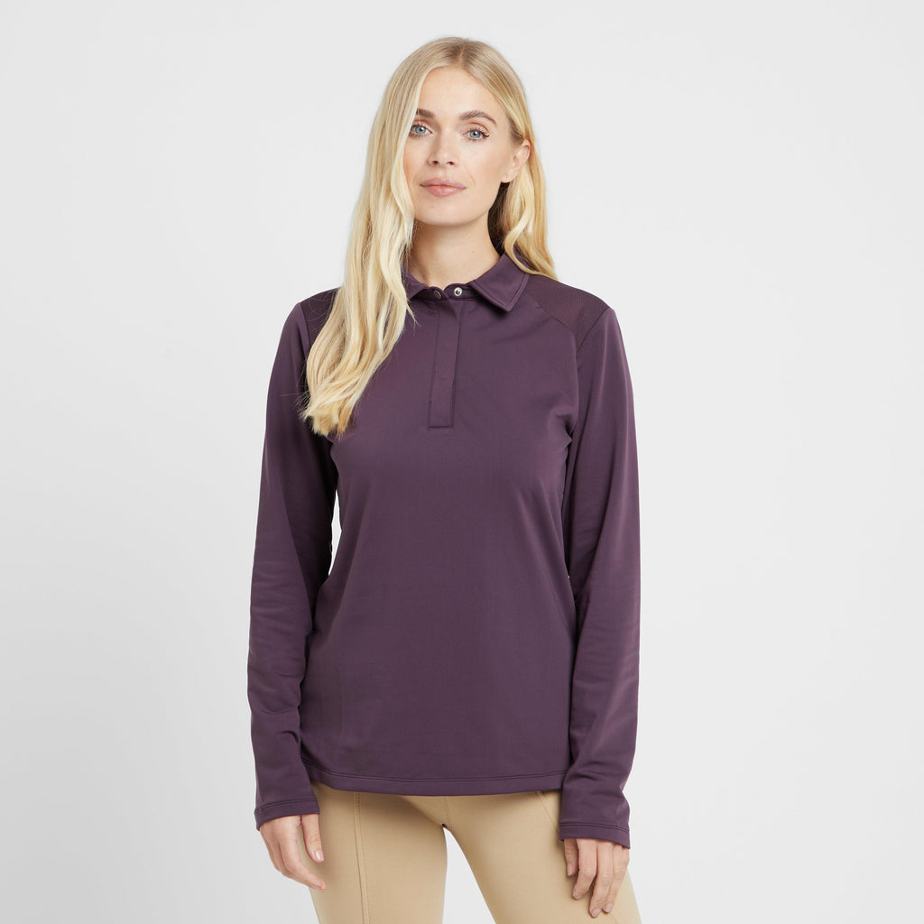 Womens Thelma Thermal Long Sleeve Riding Polo Plum Perfect