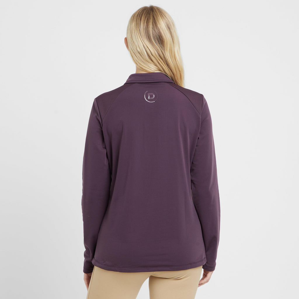 Womens Thelma Thermal Long Sleeve Riding Polo Plum Perfect