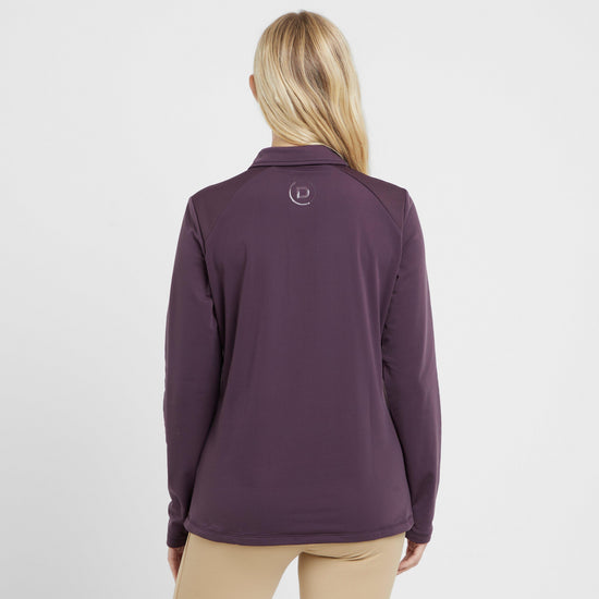 Womens Thelma Thermal Long Sleeve Riding Polo Plum Perfect