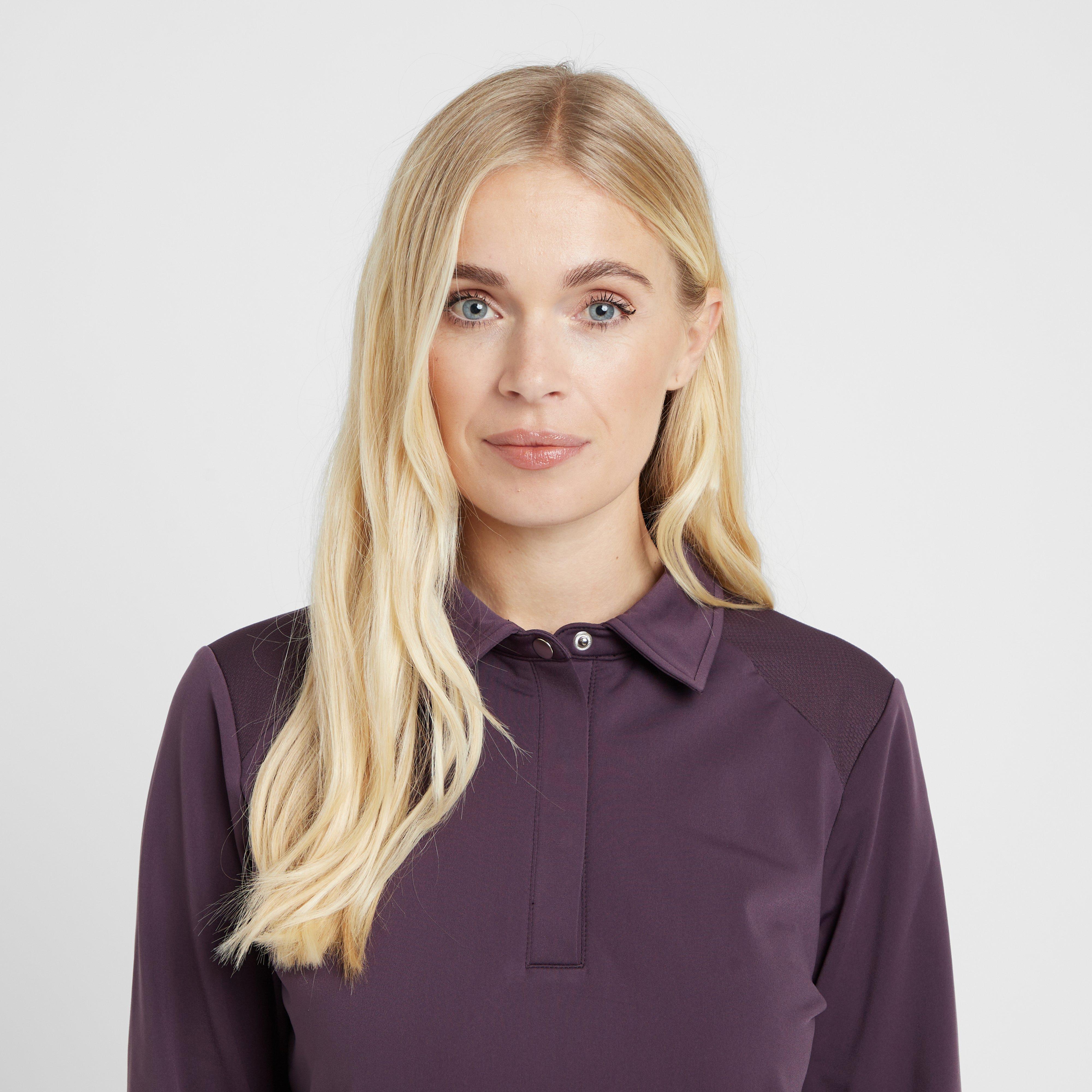 Womens Thelma Thermal Long Sleeve Riding Polo Plum Perfect