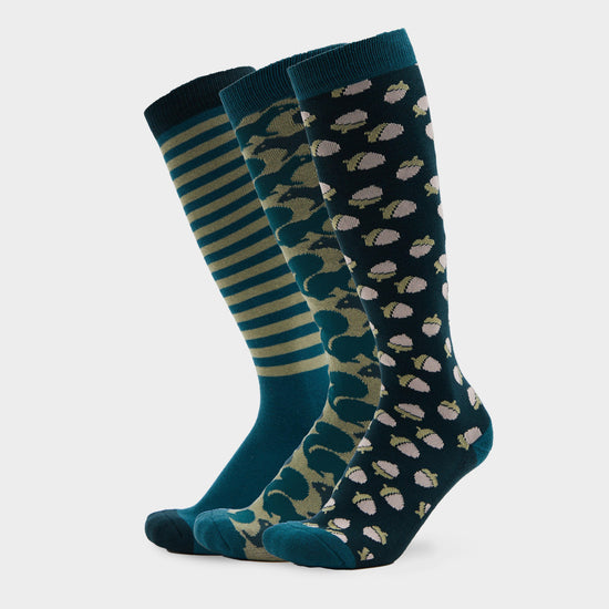 3 Pack Socks Green Autumn