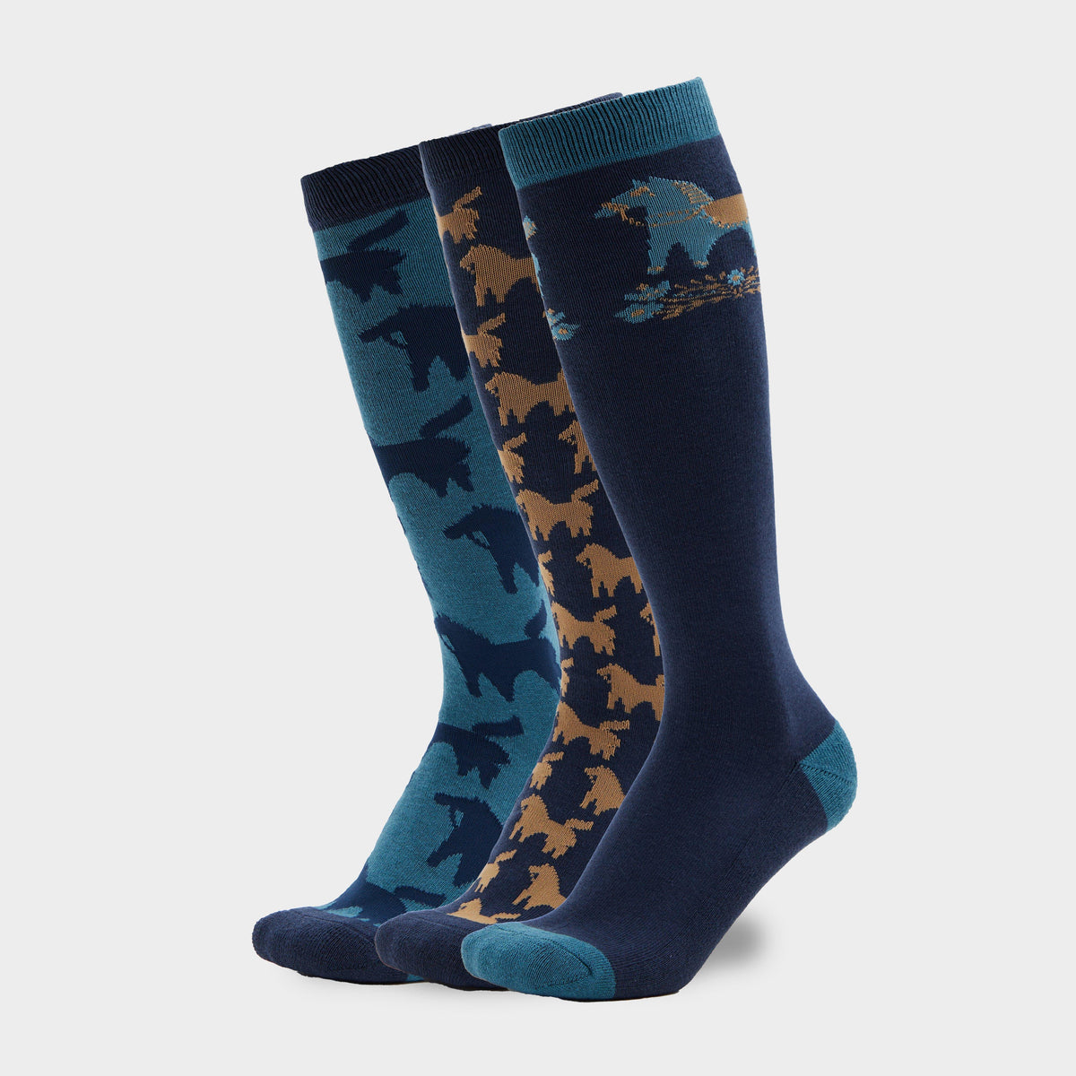 3 Pack Socks Navy Nordic Ponies
