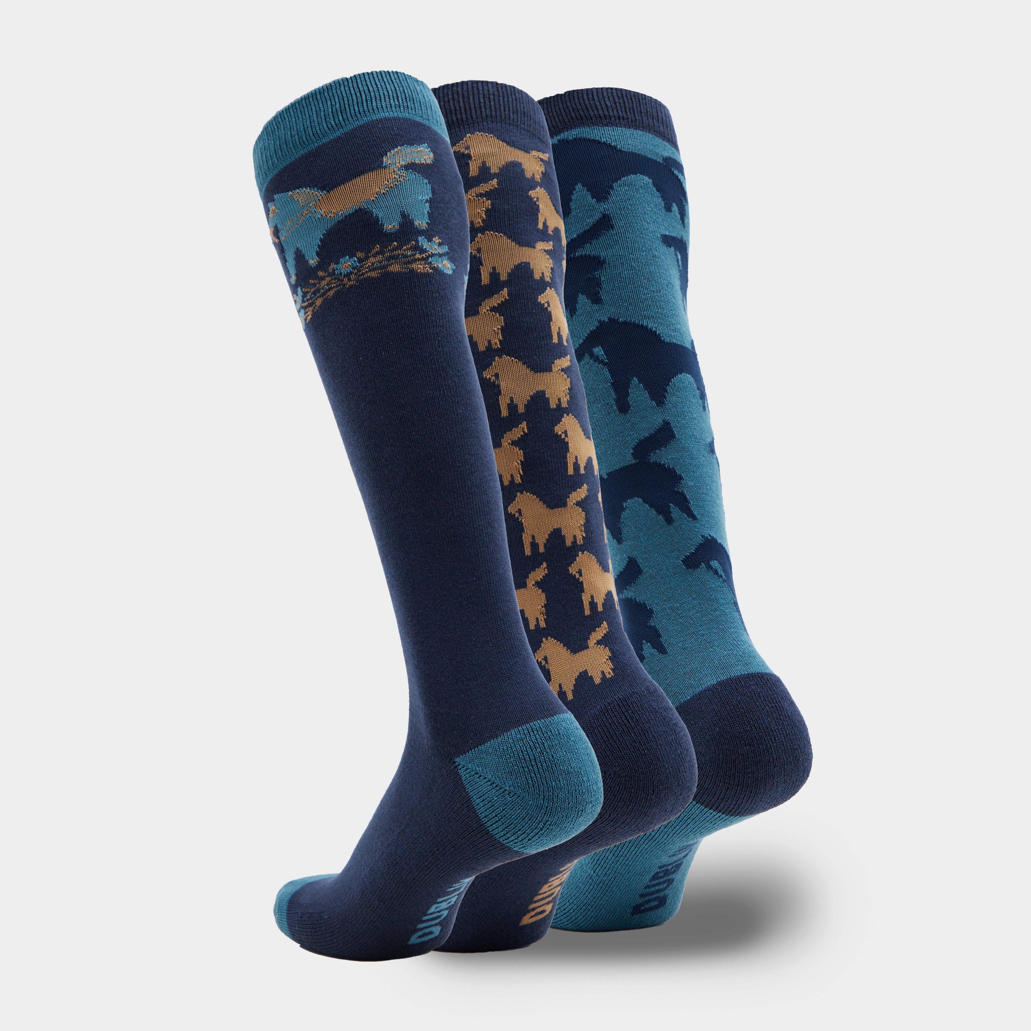 3 Pack Socks Navy Nordic Ponies