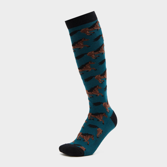 Single Pack Socks Green Chestnut Horses