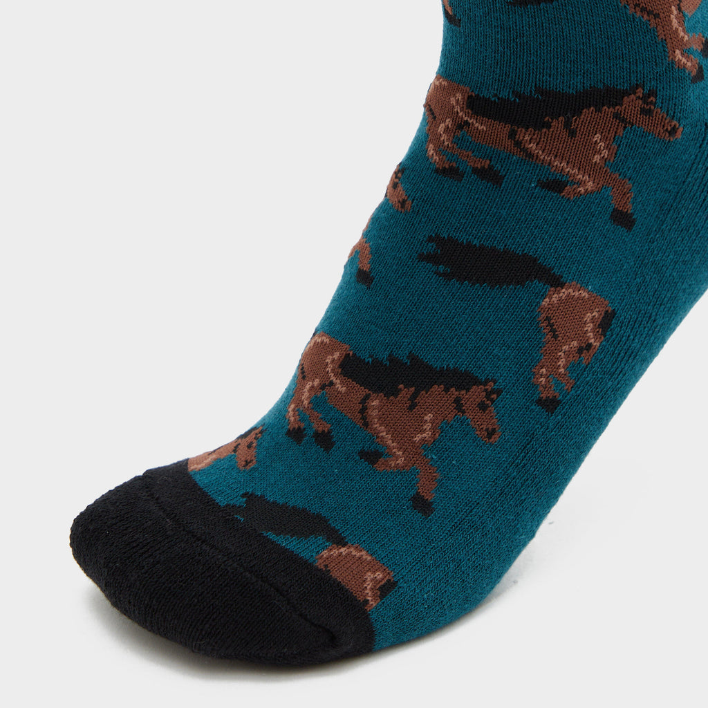 Single Pack Socks Green Chestnut Horses