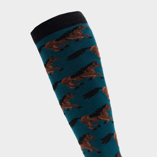 Single Pack Socks Green Chestnut Horses