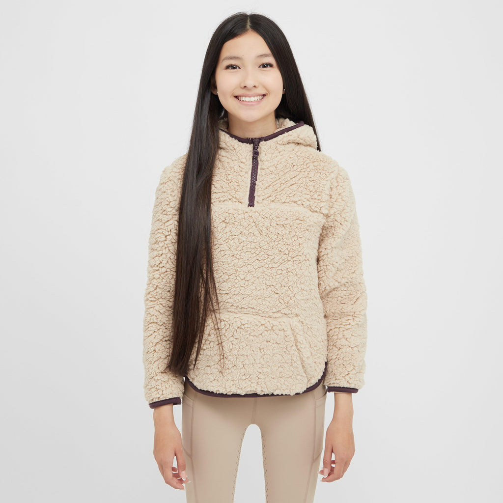 Kids Talia Teddy Pullover Beige/Perfect Plum