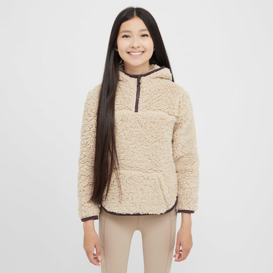 Kids Talia Teddy Pullover Beige/Perfect Plum