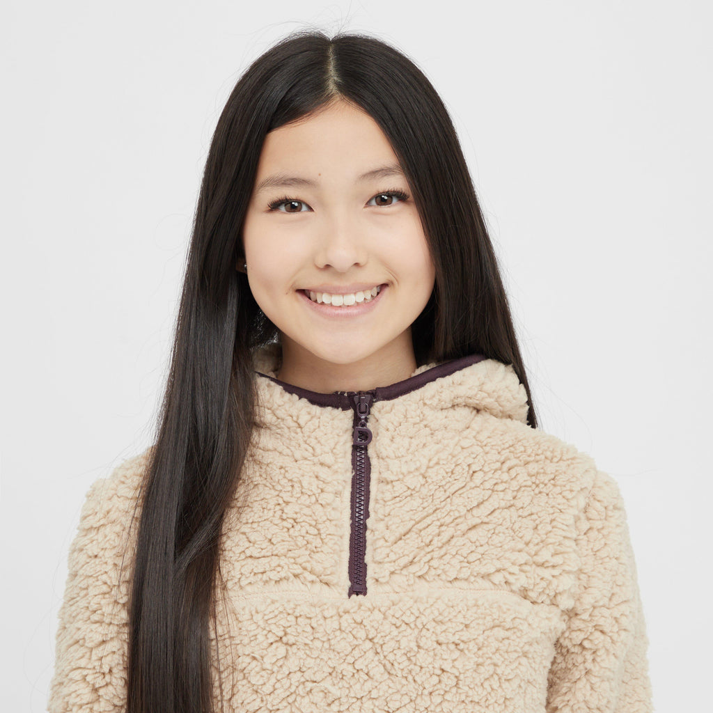 Kids Talia Teddy Pullover Beige/Perfect Plum