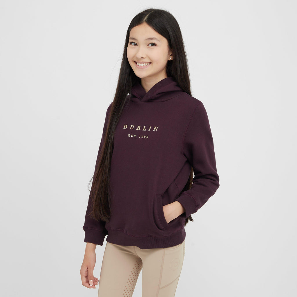 Kids Lilah Lurex Logo Hoodie Plum Perfect/Rose Gold