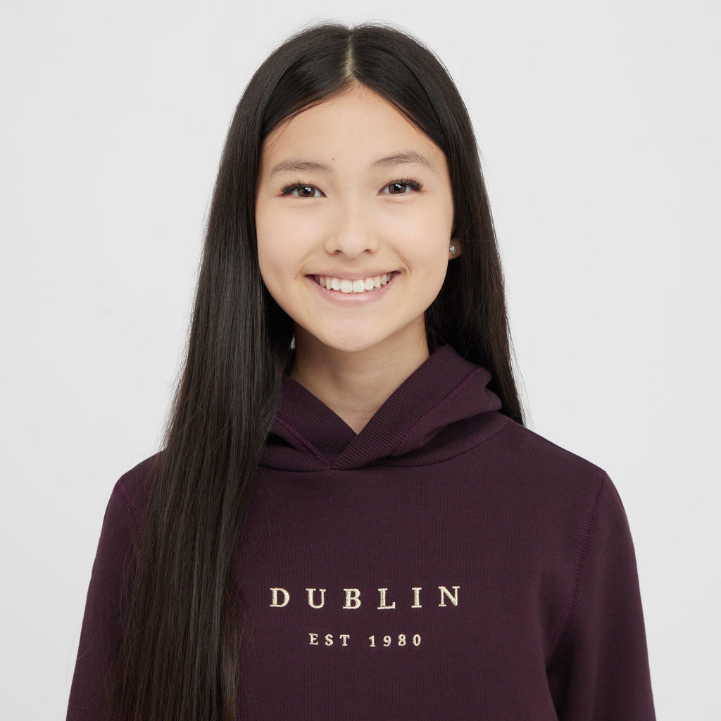 Kids Lilah Lurex Logo Hoodie Plum Perfect/Rose Gold