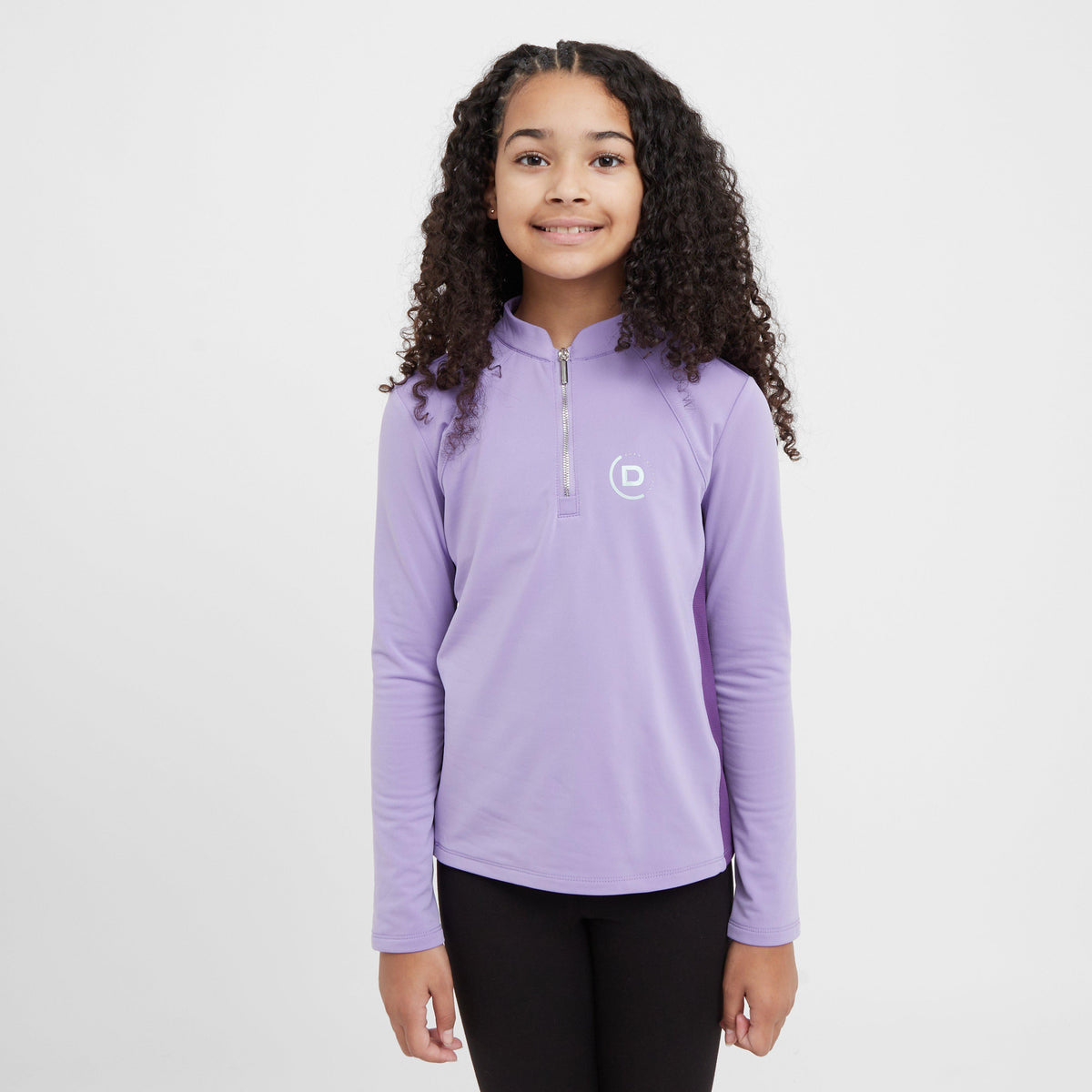 Kids Sadie Panel Detail Long Sleeve Riding Top Paisley Purple/Imperial Purple