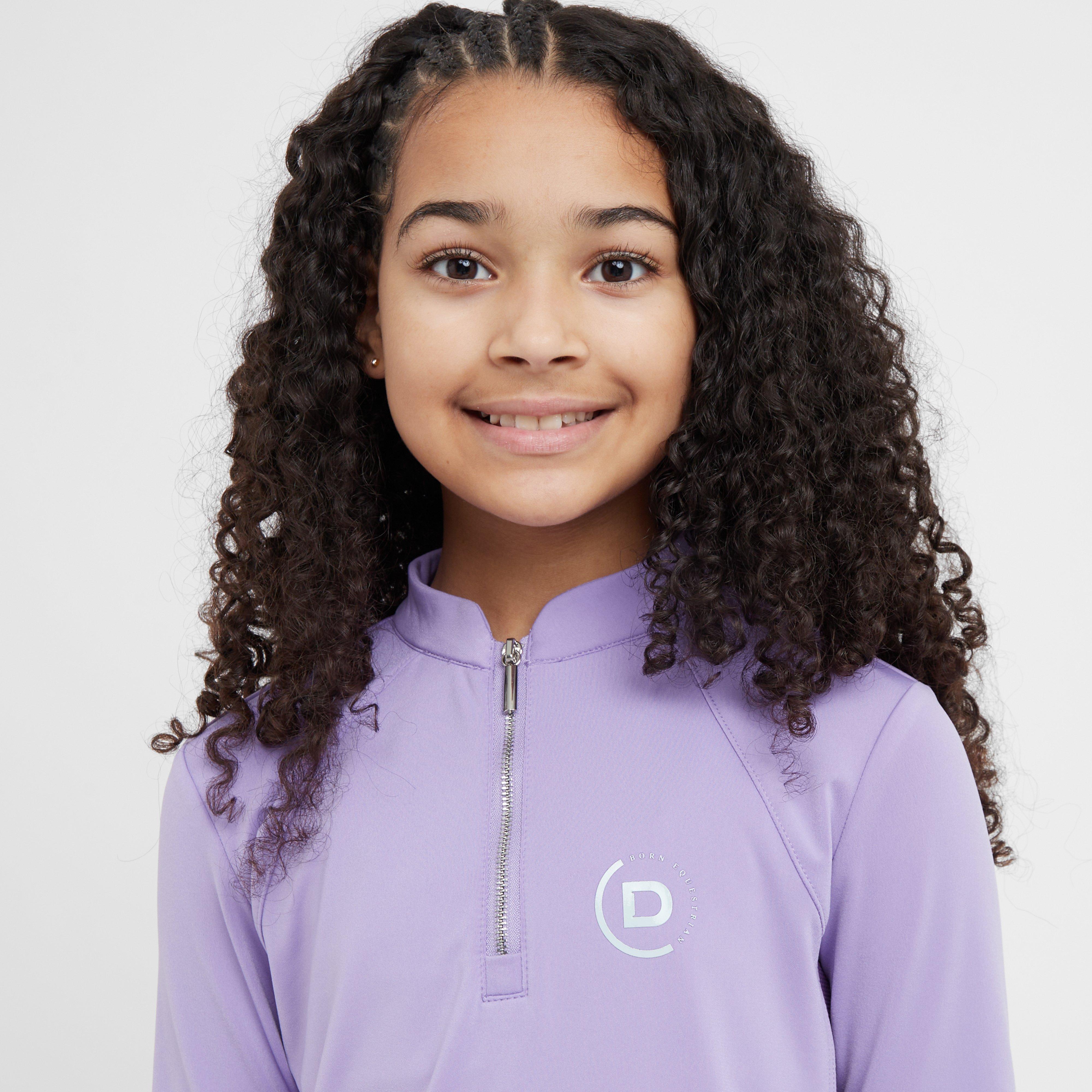 Kids Sadie Panel Detail Long Sleeve Riding Top Paisley Purple/Imperial Purple