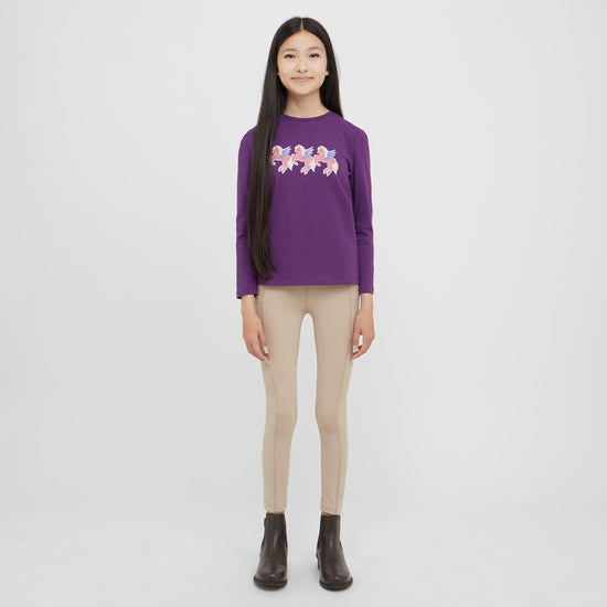 Kids Poppy Puff Sleeve Tee Imperial Purple/Winged Ponies