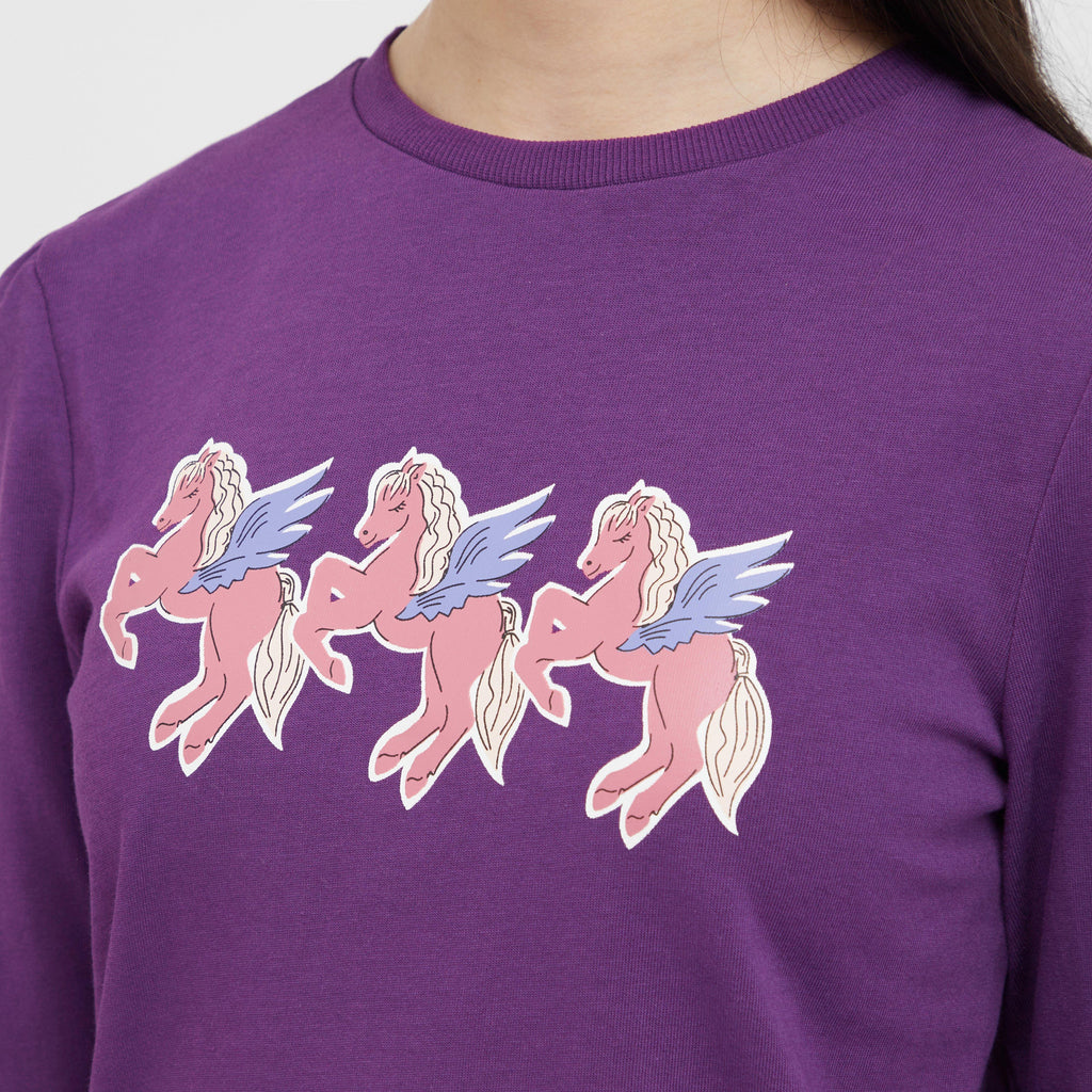 Kids Poppy Puff Sleeve Tee Imperial Purple/Winged Ponies
