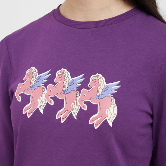 Kids Poppy Puff Sleeve Tee Imperial Purple/Winged Ponies