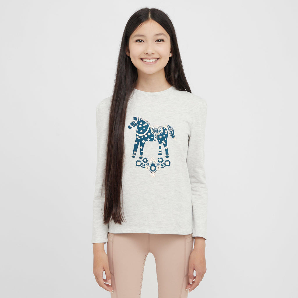 Kids Poppy Puff Sleeve Tee White Marle/Nordic Pony