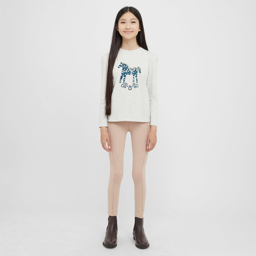 Kids Poppy Puff Sleeve Tee White Marle/Nordic Pony