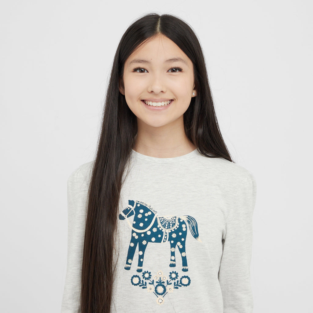 Kids Poppy Puff Sleeve Tee White Marle/Nordic Pony