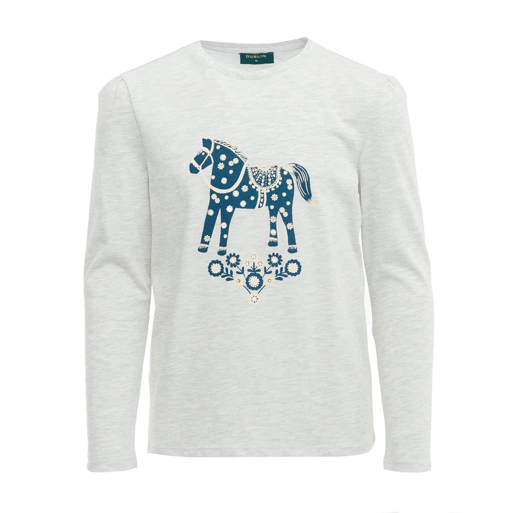 Kids Poppy Puff Sleeve Tee White Marle/Nordic Pony