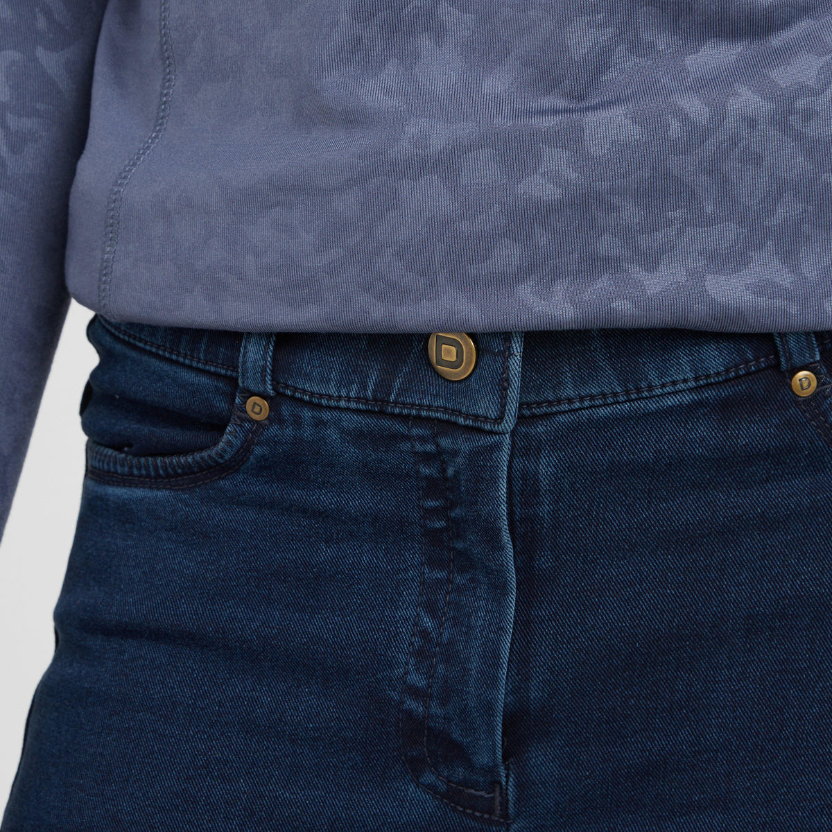 Kids Shona Full Grip Silicone Print Denim Breeches Light Blue Denim