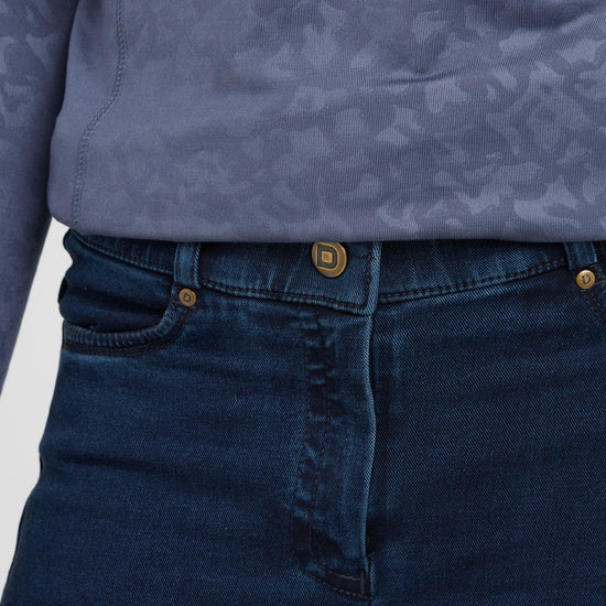 Kids Shona Full Grip Silicone Print Denim Breeches Light Blue Denim