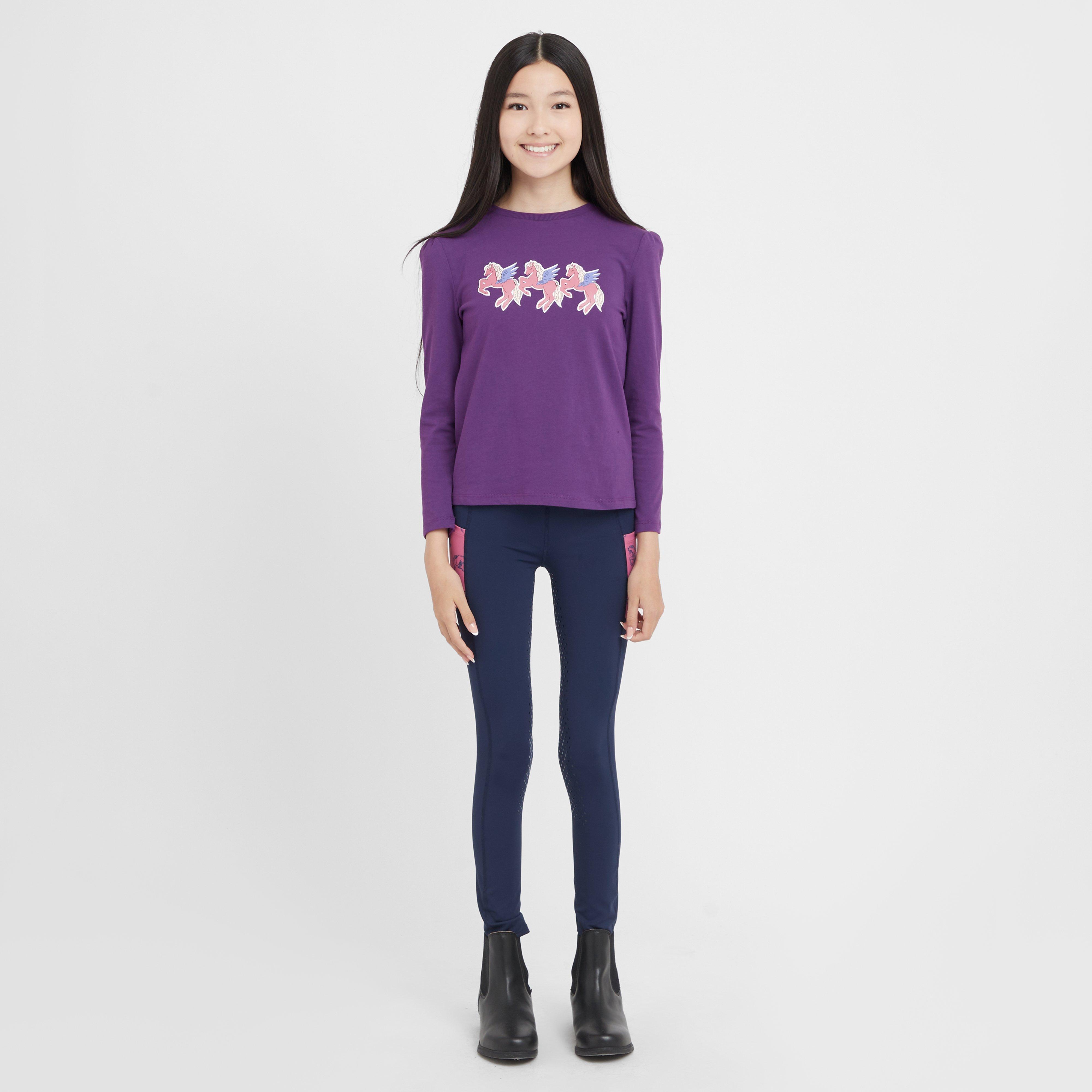 Kids Everyday Riding Tights Navy/Frolicking Horses