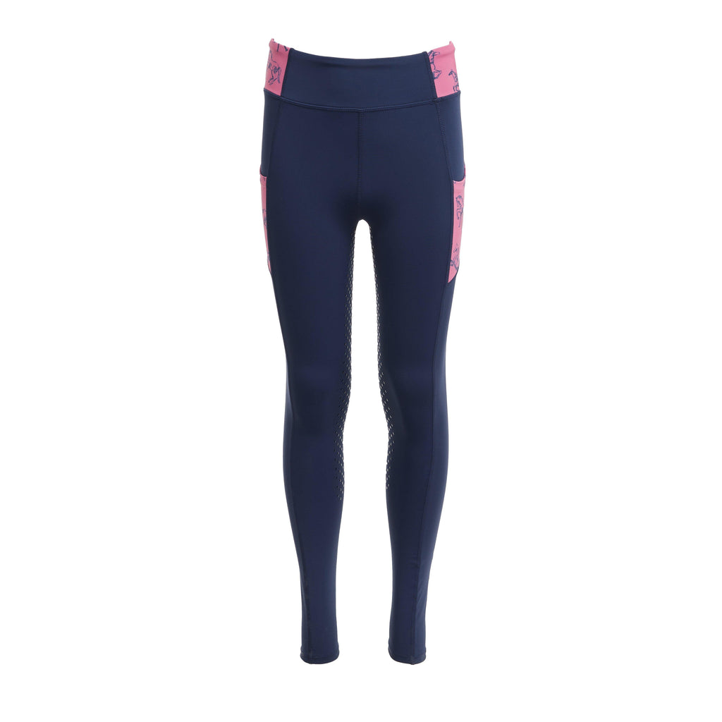 Kids Everyday Riding Tights Navy/Frolicking Horses