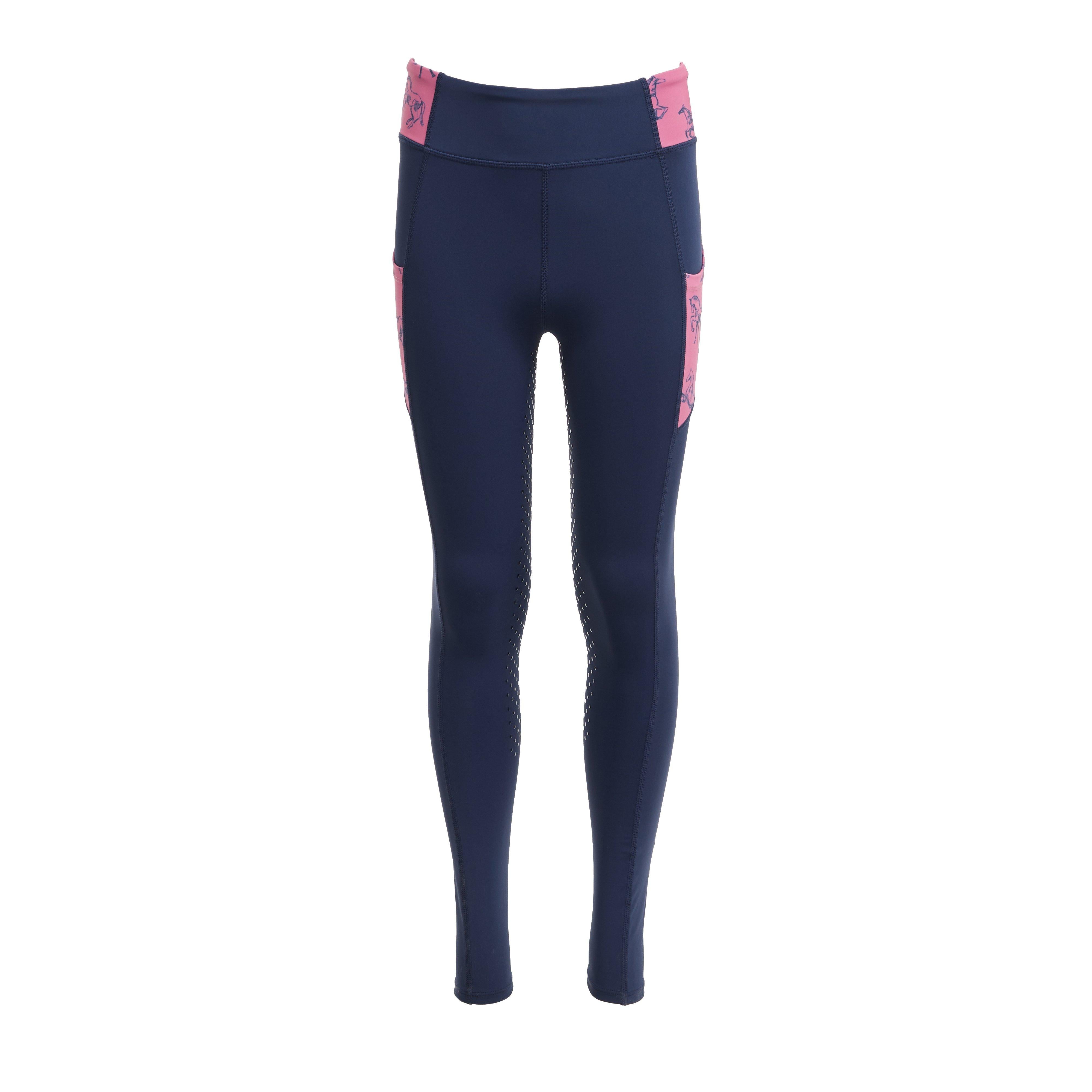 Kids Everyday Riding Tights Navy/Frolicking Horses