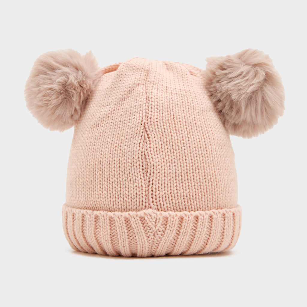 Kids Embroidered Fun Beanie Dusty Pink