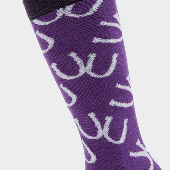 Kids Single Pack Socks Purple Horseshoes