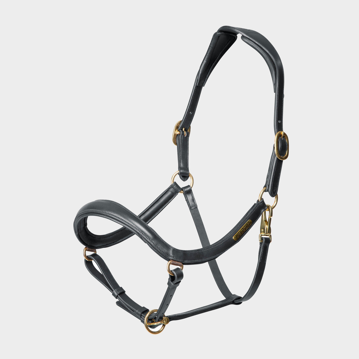 Rapida Curved Leather Headcollar Black