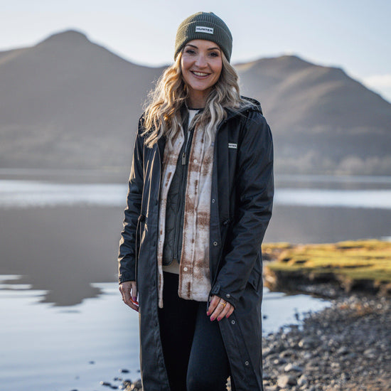 Green Label Womens Maidens Long Wind Breaker Black