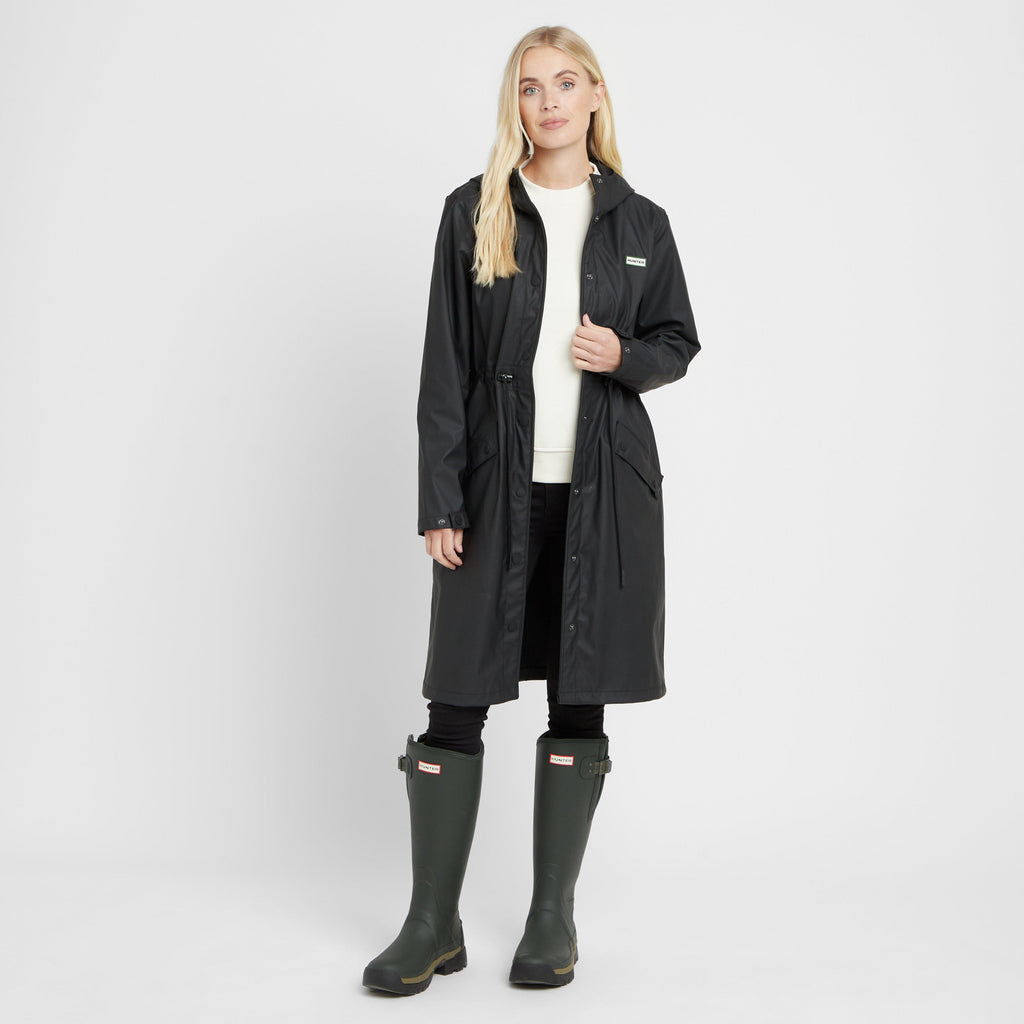 Green Label Womens Maidens Long Wind Breaker Black