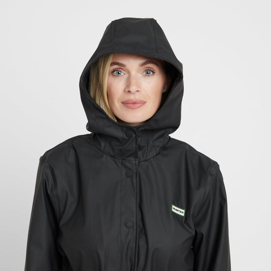 Green Label Womens Maidens Long Wind Breaker Black