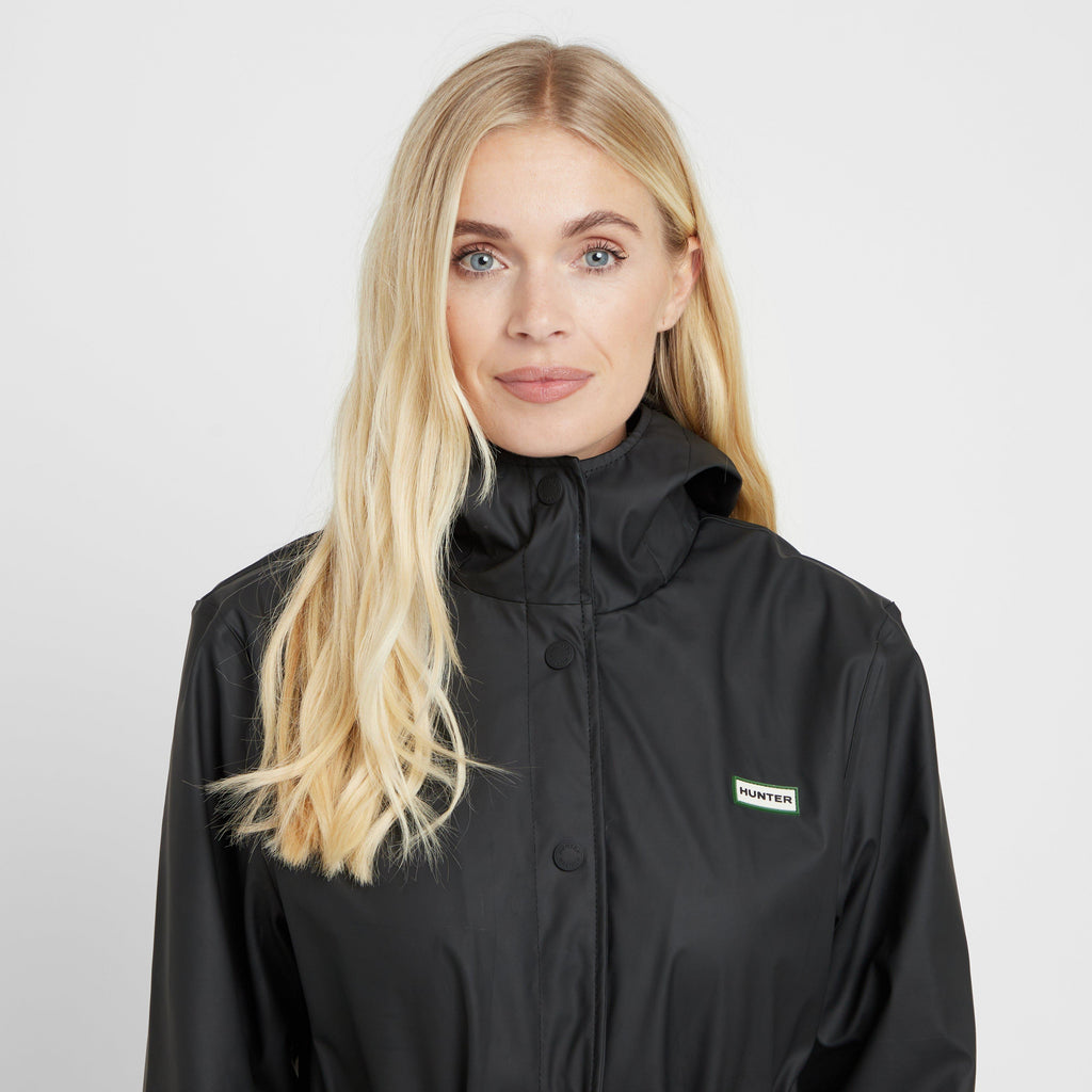 Green Label Womens Maidens Long Wind Breaker Black