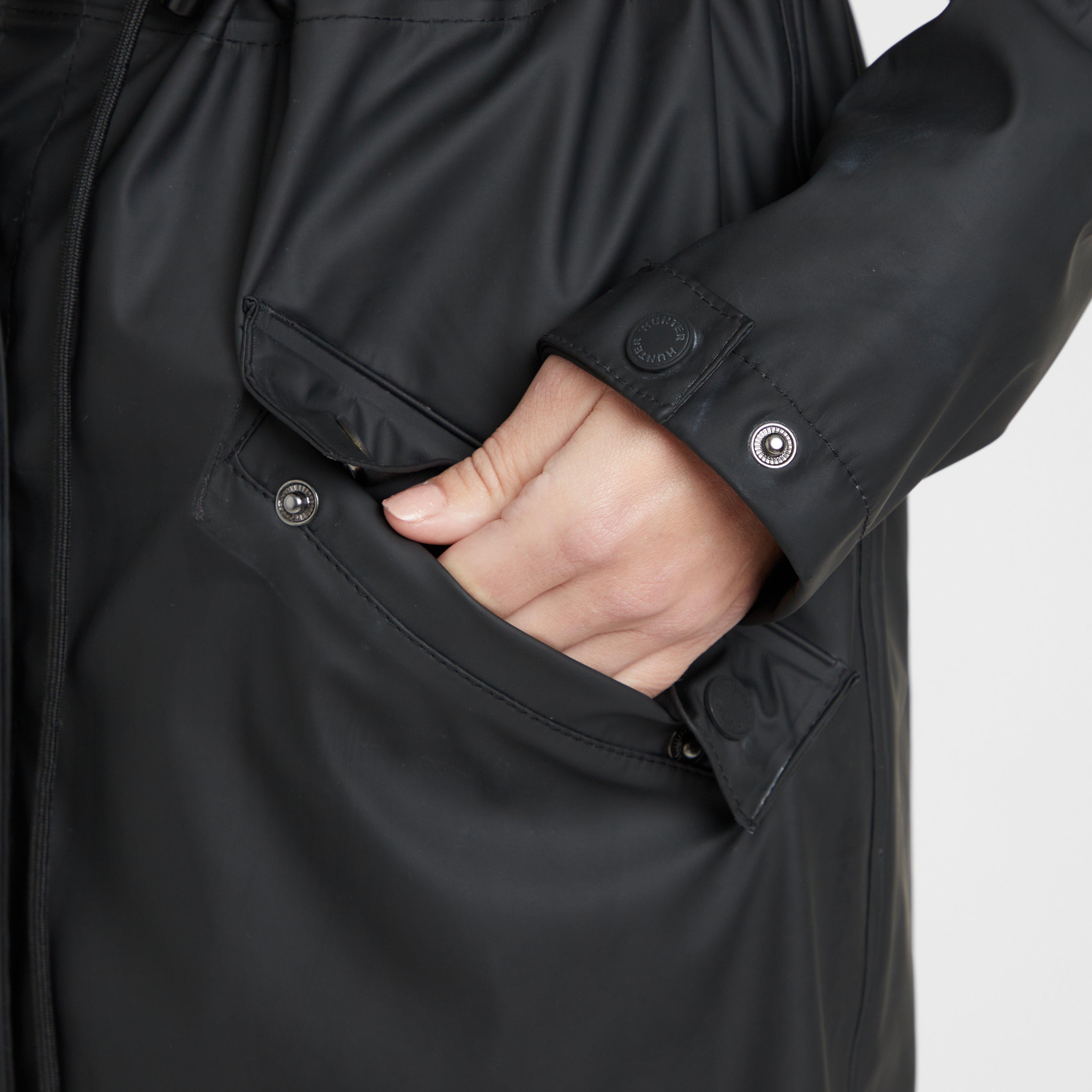 Green Label Womens Maidens Long Wind Breaker Black