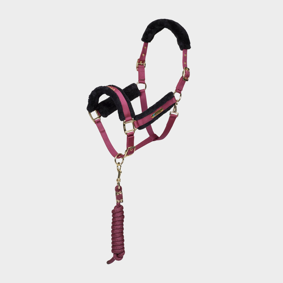 Logo Headcollar & Lead Rope Burgundy